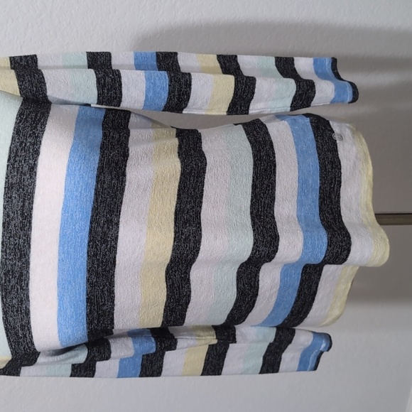 T by Talbots Striped Cut Out Back Long Sleeve Top Multicolor Blue Yellow Gray S - Picture 3 of 9